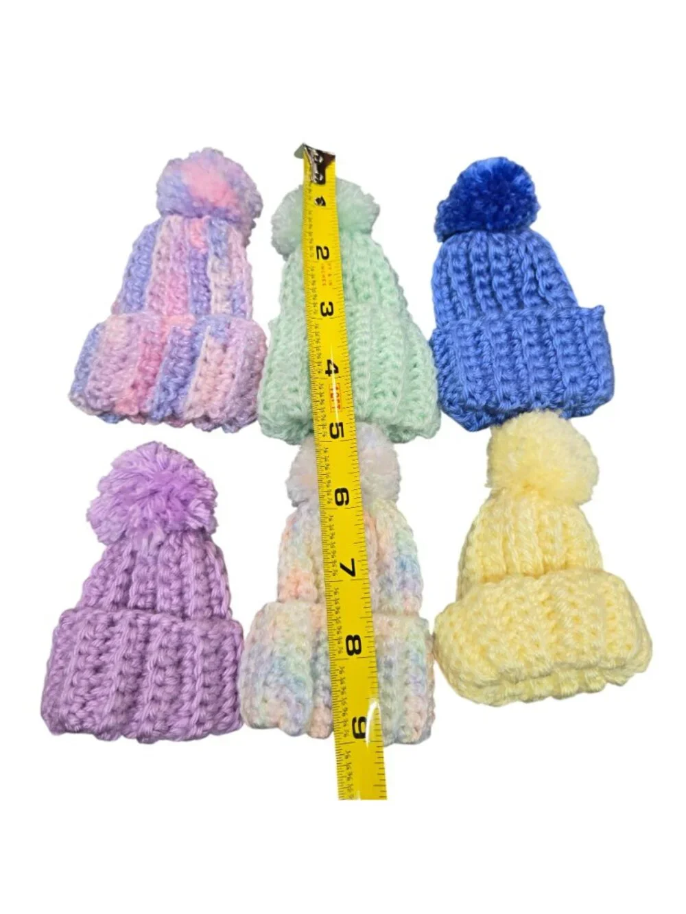 Handmade Miniature Crochet Babydoll Craft Ornaments Bottle Topper Beanie Hat